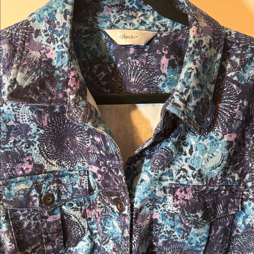 CJ Banks Blue and Purple Floral Jacket - Picture 3 of 4